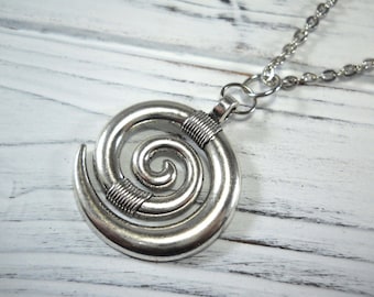 Spiral Tribal Pendant, Tribal Jewelry, Boho Pendant, Tribal Necklace, Men's Necklace, Men's Jewelry, Woman's Necklace, Spiral Swirl Pendant