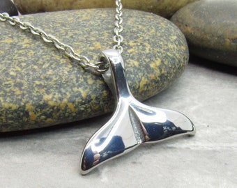 Stainless Steel Whale Tail Pendant, Hypo Allergenic Jewelry, Fish Charm Jewelry, Men's Necklace, Men's Jewelry, Woman Necklace