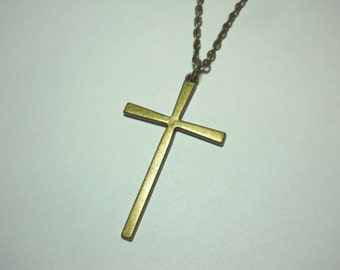 Large Cross Pendant Necklace, Antique Bronze Cross, Men's Necklace, Women's Necklace, Cross Pendant, Cross Jewelry, Cross Necklace