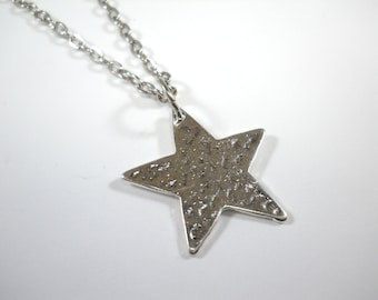 Textured Star Pendant Necklace, Celestial Charm Necklace, Star Charm Jewelry, Gift for Men, Men's Necklace, Women's Necklace
