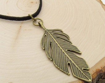 Antique Bronze Large Leaf Pendant, Men's Necklace, Nature Jewelry, Woman's Necklace, Tribal Jewelry, Jewelry for Men, Jewelry for Women