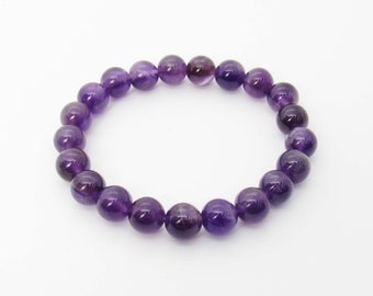 Natural Amethyst 8mm Beaded Bracelet, Men's Bracelet, Women's Bracelet, Fashion Bracelet, Men's Jewelry, Women's Jewelry