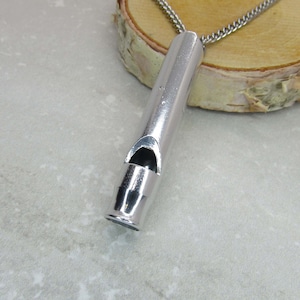 Aluminum Silver Whistle Pendant Necklace, Whistle Charm Necklace, Men&#39;s Necklace Musical Charm Necklace, Gift for Men, Women&#39;s Necklace