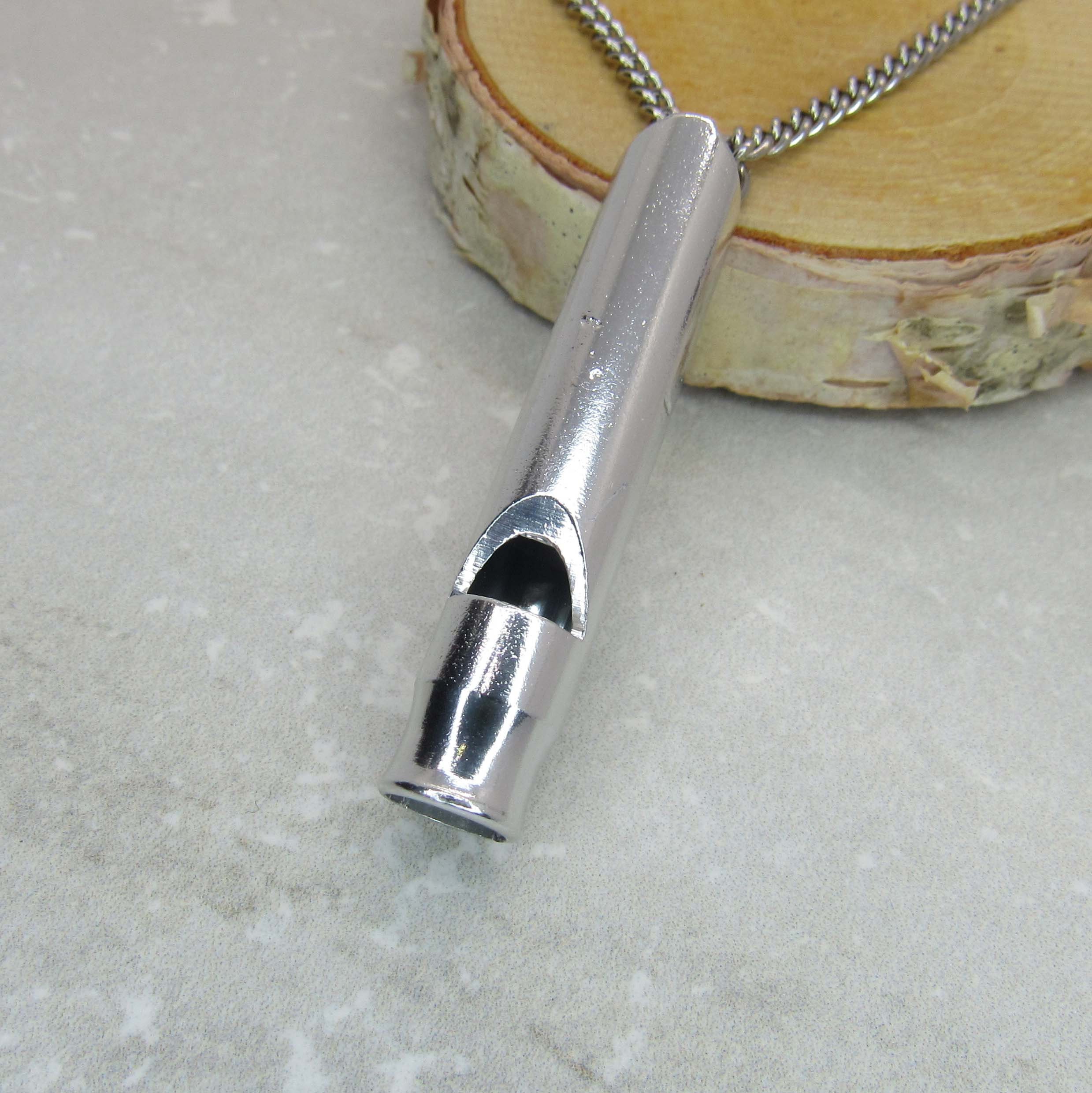 Aluminum Silver Whistle Pendant Necklace Whistle Charm Necklace