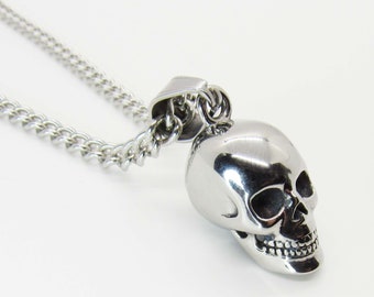 Stainless Steel Skull Pendant, Hypo Allergenic Jewelry, Rock Punk Skull Pendant Necklace, Men's Necklace, Men's Jewelry, Woman Necklace
