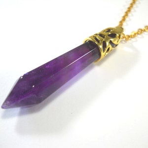 Amethyst Crystal Pendant, Amethyst Quartz Necklace, Chakra Necklace, Healing Crystal, Purple Crystal Necklace, Women&#39;s Necklace