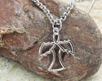 Stainless Steel Angel Charm Pendant Necklace, Men's Necklace, Hypo Allergenic Jewelry, Woman's Necklace, Men's Charm Pendant Jewelry