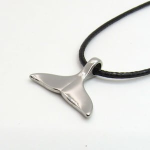 Stainless Steel Whale Tail Pendant, Hypo Allergenic Jewelry, Fish Charm Jewelry, Men&#39;s Corded Necklace, Men&#39;s Jewelry, Woman Necklace