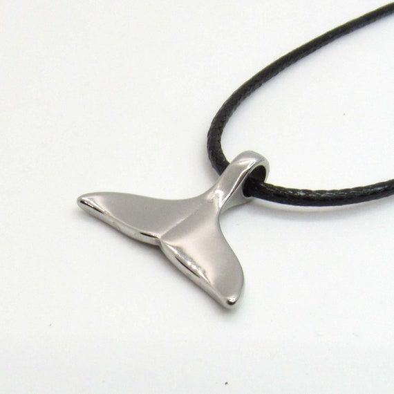Stainless Steel Whale Tail Pendant, Hypo Allergenic Jewelry, Fish Charm Jewelry, Men's Corded Necklace, Men's Jewelry, Woman Necklace