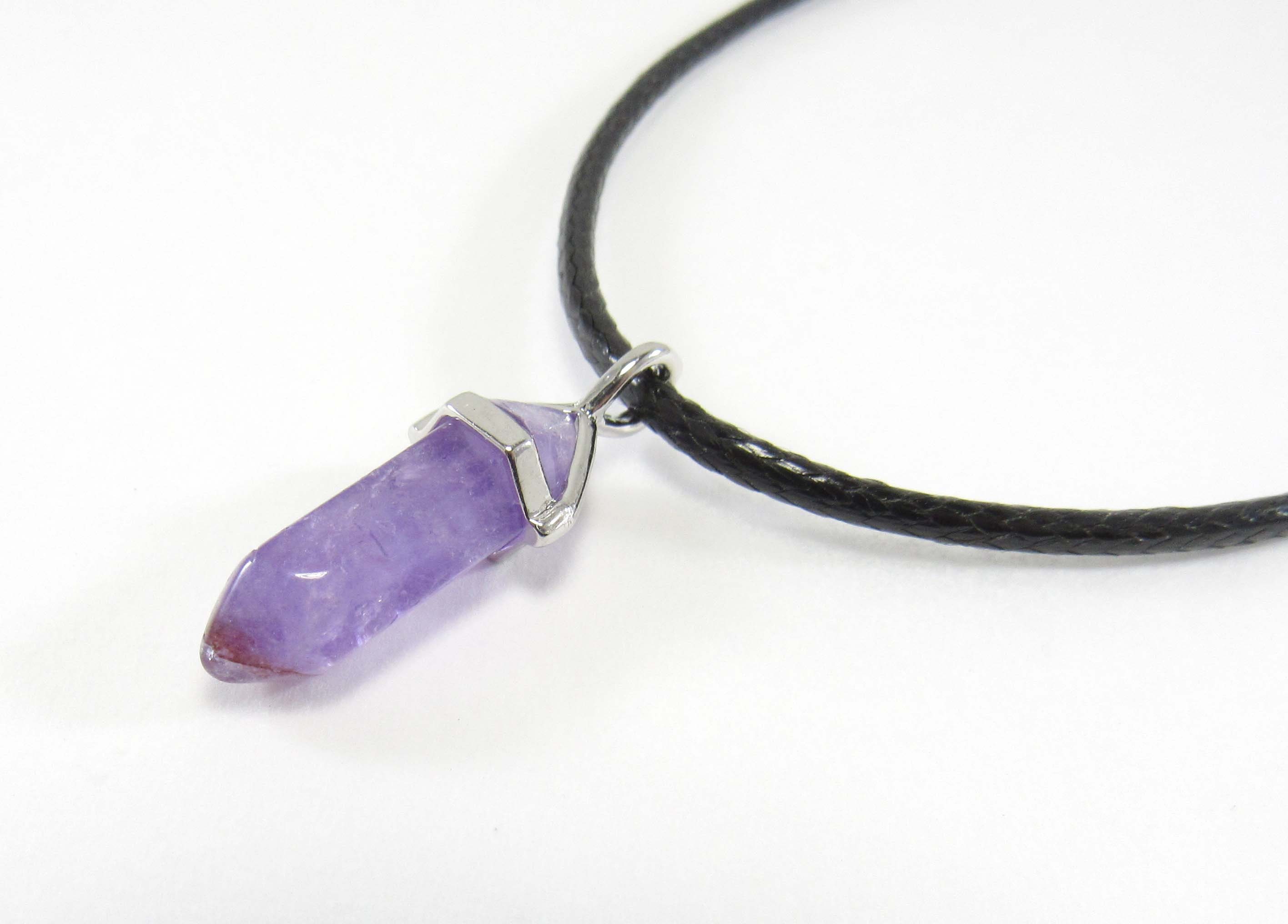 Small Faceted Bullet Cut Amethyst Gemstone Pendant, Men's Necklace, Amethyst Crystal Pendant