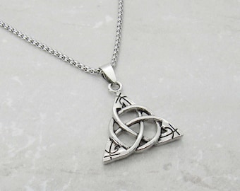 Celtic Knot Pendant with 22" Stainless Steel Chain Necklace, Men's Necklace, Women's Necklace, Celtic Knot Jewelry, Trinity Knot Pendant