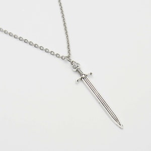 Medieval Long Sword Pendant Necklace, Men's Necklace, Medieval Kings Sword, Medieval Sword Pendant, Woman's Necklace Flat Link Chain