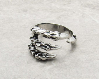 Eagle Claw Open Cuff Ring For Men, Open Adjustable Cuff Ring, Women's Ring, Punk Style Ring For Men, Eagle Claw Ring