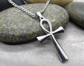 Colgante Ankh de acero inoxidable, joyería hipoalergénica, joyería espiritual, collar de hombre, joyería de hombre, collar de mujer, colgante de cruz