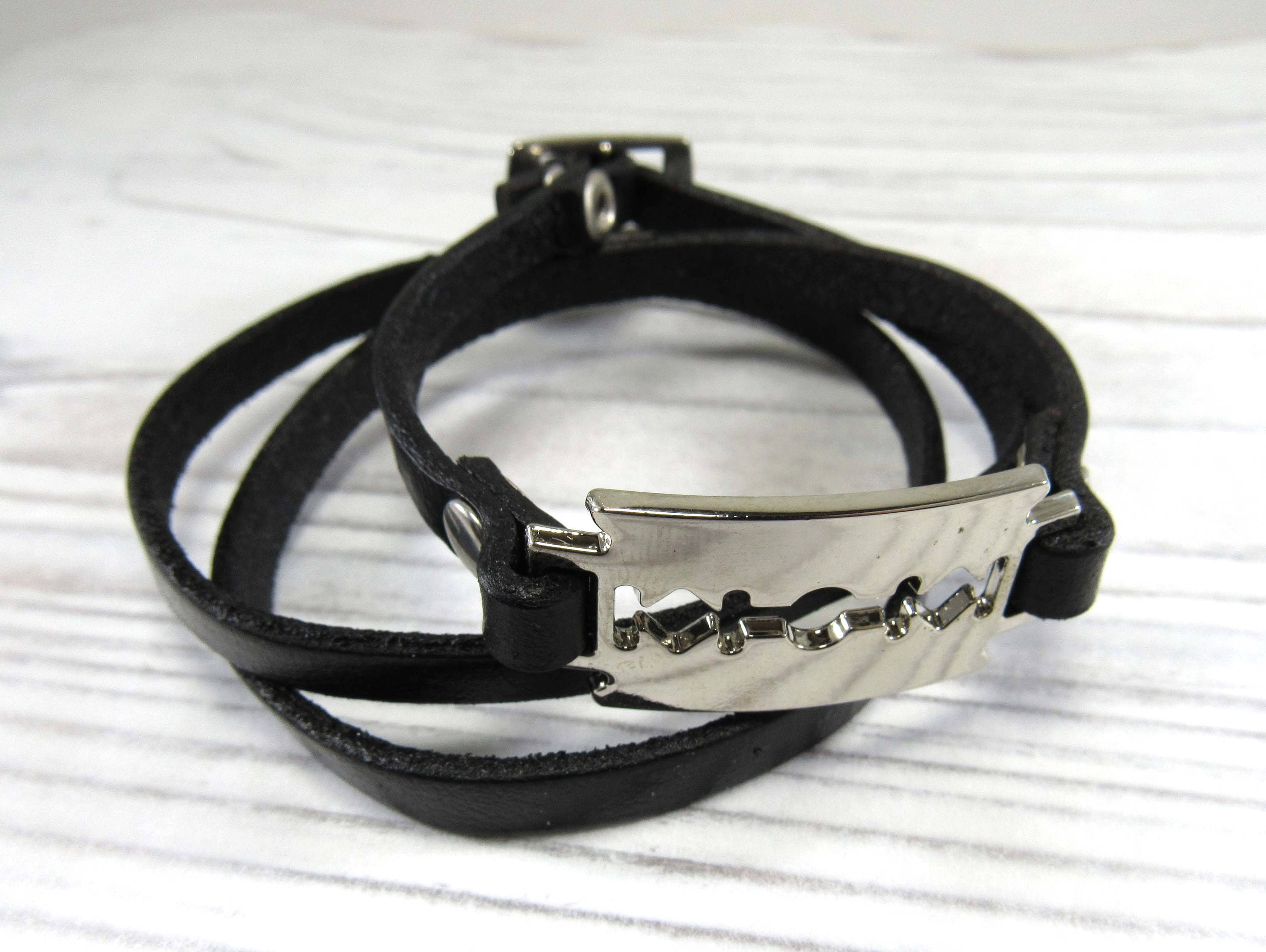 ❤️Alexander McQueen Leather Razor Blade Wrap Bracelet or necklace,new with  tags! | eBay