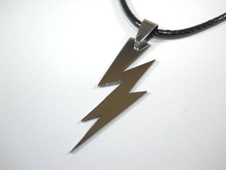Stainless Steel Lightning Bolt Pendant Necklace Men S Image 0