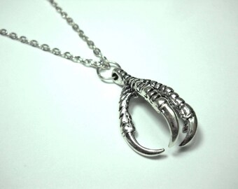 Eagle Claw Pendant, Antique Silver Tone, Animal Necklace, Nature Pendant, Men's Necklace, Women's Necklace