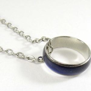 Brass Mood Ring Pendant, Platinum Finish, 12 Changing Colors Depending on Mood, Men&#39;s Jewelry, Gift for Men, Women&#39;s Necklace, Women&#39;s Gift