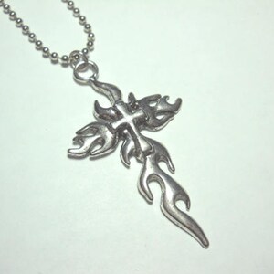 Antique Silver Cross Pendant, Antique Silver Tone, Men's Necklace, Women's Necklace, Antique Silver Tone Chain, Leather Cord image 2