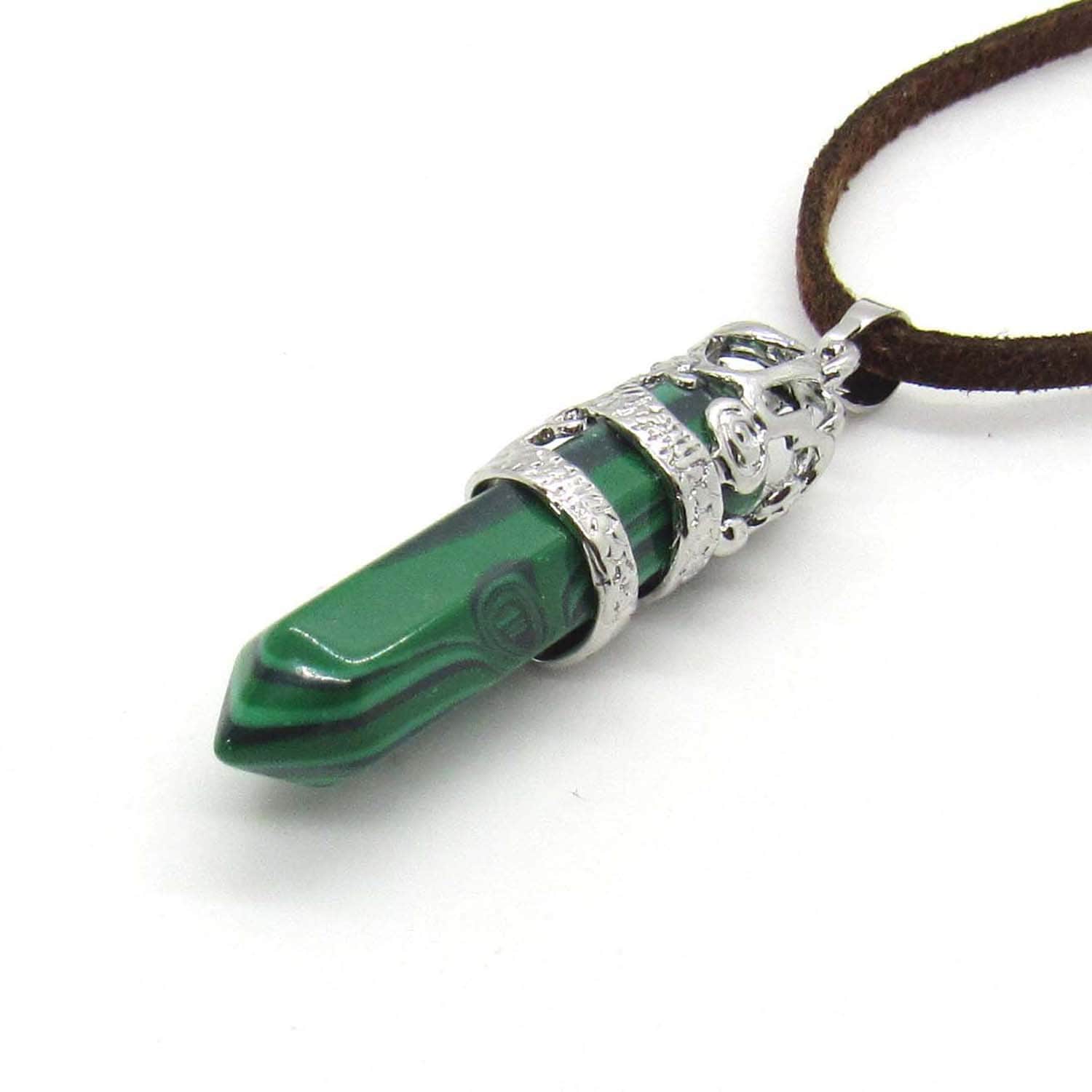 Synthetic Malachite Pendant Necklace, Silver Tone Dragon Wrap Detail ...