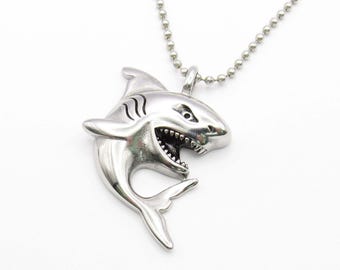 Stainless Steel Shark Pendant, Hypo Allergenic Jewelry, 304 Stainless Jewelry, Men's Necklace, Men's Jewelry, Woman Necklace