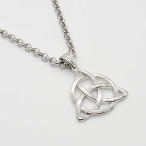 Stainless Steel Antique Silver Celtic Knot Pendant Necklace, Trinity Knot Pendant, Celtic Knot Jewelry, Men&#39;s Necklace, Woman Necklace