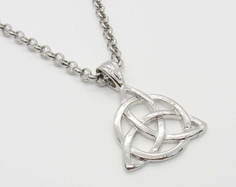 Stainless Steel Antique Silver Celtic Knot Pendant Necklace, Trinity Knot Pendant, Celtic Knot Jewelry, Men's Necklace, Woman Necklace