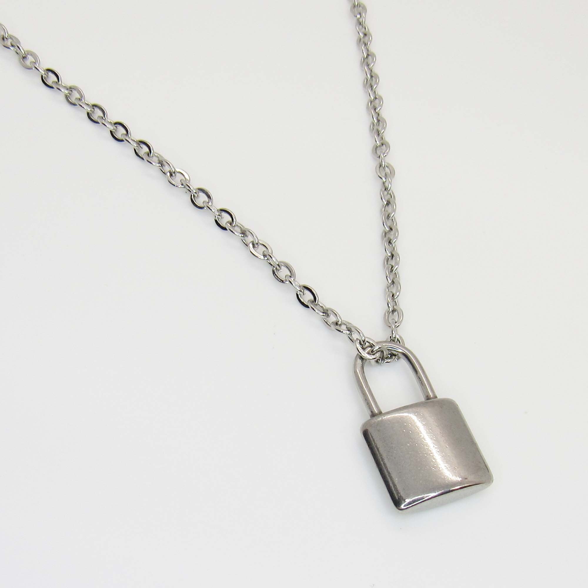 Stainless Steel Padlock Necklace Silver Padlock Necklace 