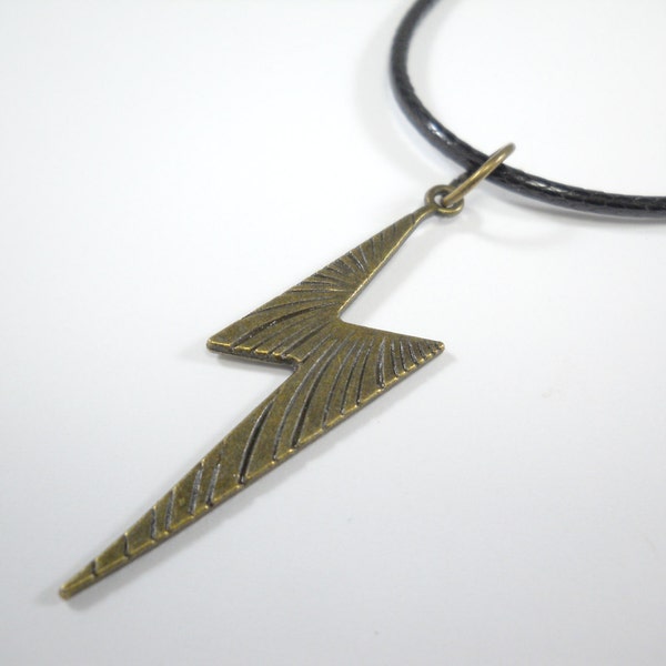 Leather Lightning Bolt Pendant Etsy