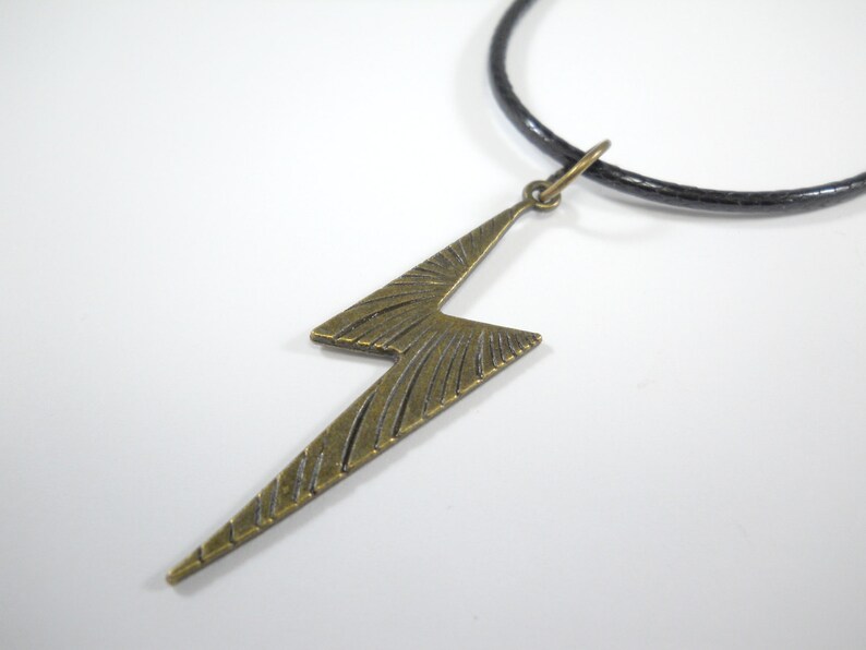 Antique Bronze Lightning Bolt Necklace Men S Image 0