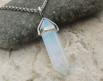 Faceted Bullet Cut Opal Gemstone Pendant, Opal Gemstone Necklace, Chakra Necklace, Healing Crystal, Men's Necklace, Women's Necklace