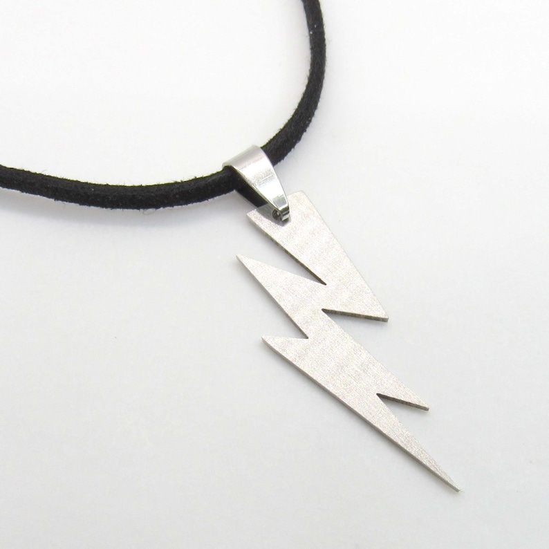 Stainless Steel Lightning Bolt Necklace Men's Necklace Etsy