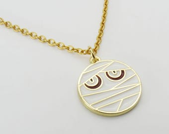 Mummy Ghost Halloween Charm Pendant Necklace, Halloween Jewelry, Halloween Costume Jewelry, Trick or Treat Charms