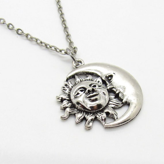 Celestial Sun Moon Pendant Necklace Sun 