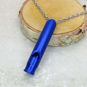 Aluminum Blue Whistle Pendant Necklace, Whistle Charm Necklace, Men&#39;s Necklace Musical Charm Necklace, Gift for Men, Women&#39;s Necklace
