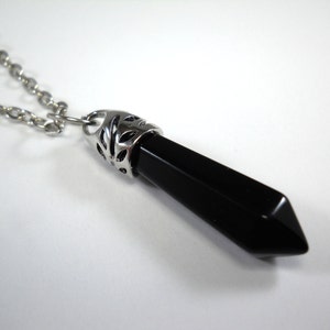 Black Onyx Gemstone Pendant, Black Onyx Agate Gemstone Necklace, Chakra Healing Gemstone, Onyx Jewelry, Men&#39;s Necklace, Women&#39;s Necklace