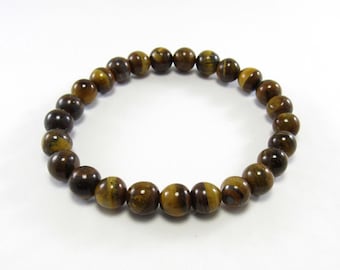 Tiger's Eye Chakra Bracelet, 8mm Beads, Elastic Cord, Men's Bracelet, Men's Jewelry, Gift for Men, Women's Bracelet