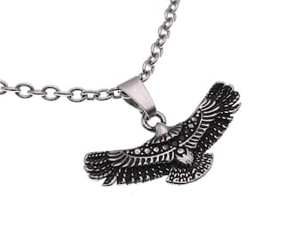 Antique Silver color Eagle Charm, 304 Stainless Steel Eagle Pendant, Men's Necklace, Hypo Allergenic Jewelry, Men's Jewelry, Woman Necklace