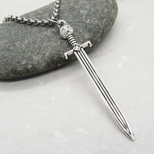 Medieval Long Sword Pendant Necklace, Men's Necklace, Medieval Kings Sword, Medieval Sword Pendant, Woman's Necklace image 1