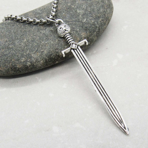 Medieval Long Sword Pendant Necklace, Men's Necklace, Medieval Kings Sword, Medieval Sword Pendant, Woman's Necklace