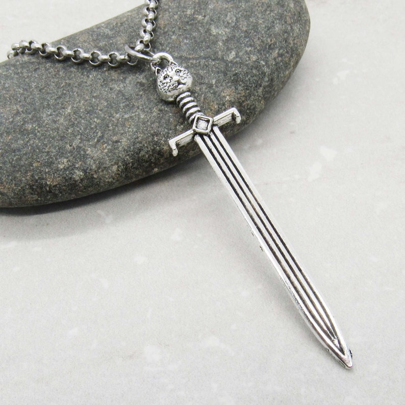 Medieval Long Sword Pendant Necklace, Men's Necklace, Medieval Kings Sword, Medieval Sword Pendant, Woman's Necklace image 1
