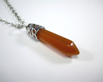 Carnelian Gemstone Pendant, Men's Necklace, Carnelian Gemstone Necklace, Chakra Gemstone, Healing Gemstone Necklace, Women's Necklace