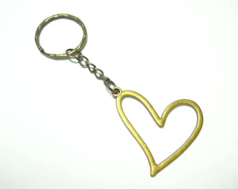 Heart Charm Keychain, Heart Pendant Keyring, Heart Lanyard, Open Heart Keychain, Gift for Women, Women's Accessories, Open Heart Key Ring