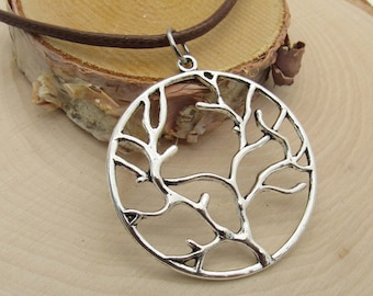 Antique Silver Tree Pendant Necklace, Large Tree Pendant Necklace, Nature Necklace, Gift for Women, Women's Necklace, Men's Necklace