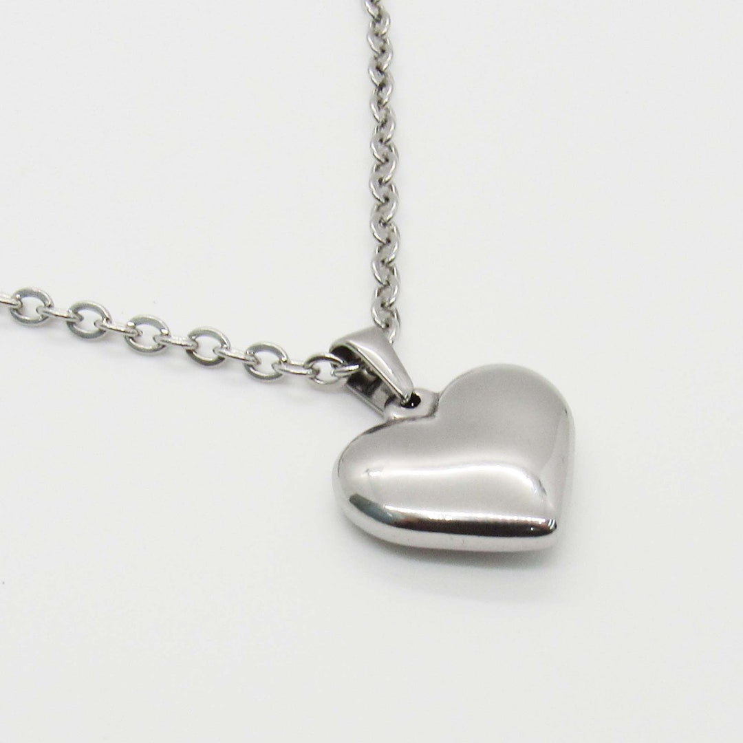 シルバー ハート型 ペンダントネックレス シルバーステンレススチールハートペンダントネックレス、メンズ