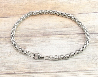 Stainless Steel Wheat Link Chain Bracelet, 201 Stainless Steel Hypo Allergenic Bracelet, Men's Jewelry, Women's Jewelry, Bracelet for Men