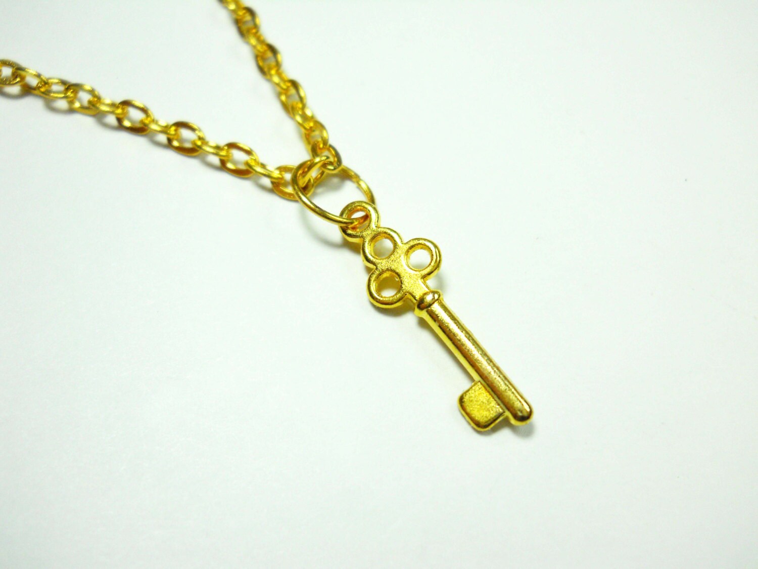 Small Gold Tone Key Charm Pendant Women's Necklace | Etsy