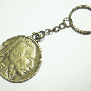 Buffalo Head Nickel Keychain, Buffalo Head Keyring, Buffalo Head Lanyard, Indian Chief Keyring, Indian Chief Keychain, Men&#39;s Accessories
