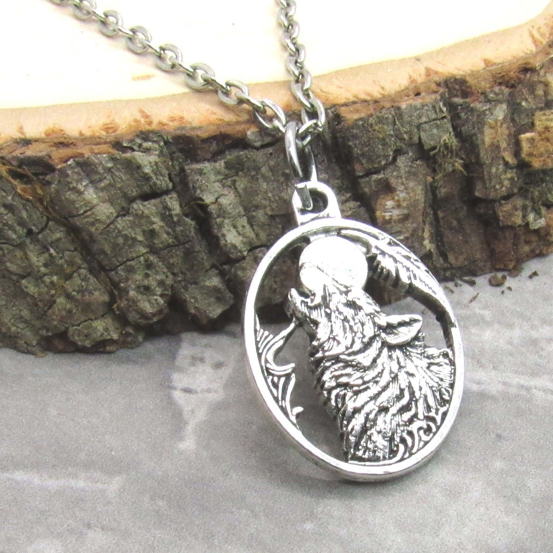 Wolf Charm Necklace, Wolf Pendant, Wolf Jewelry, Wolf Necklace, Wolves