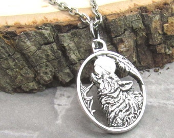 Wolf Charm Necklace, Wolf Pendant, Wolf Jewelry, Wolf Necklace, Wolves, Animal Necklace, Wolf Charm, Necklace for Men, Men's Necklace